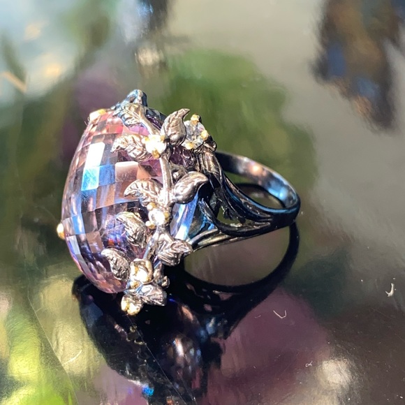 Exquisite Rare Genuine Ametrine Aquamarine Ring - Picture 3 of 12